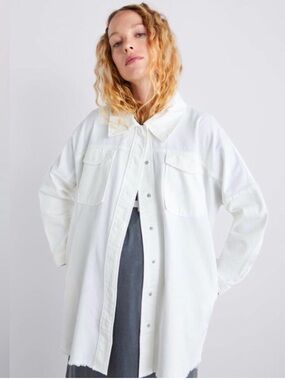 Zara White Oversized Jean Jacket